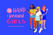 15 hand drawn girls illustration set, an Illustration by Plainly Simple Store (Thumbnail 13 of 13)