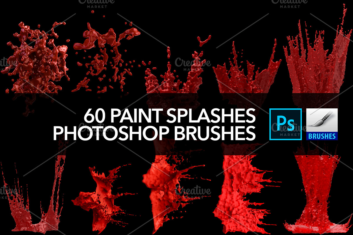 60 Paint Splash Brushes for PS, a Brush Add-On by Creative Graphics (Photo 8 of 10)