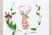 Watercolor Deer Flowery-Filled, an Illustration by hellopop design (Thumbnail 1 of 3)