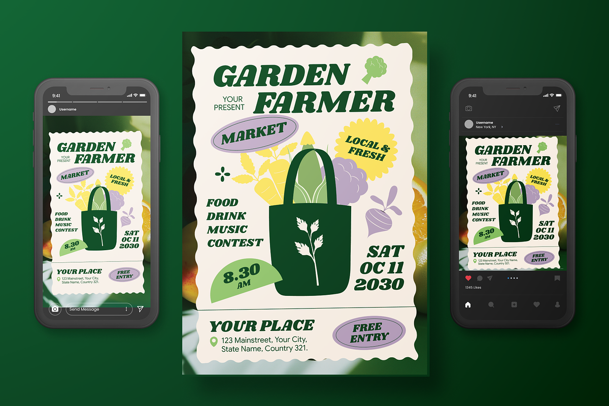 Garden Farmers Market Flyer Set, a Flyer Template by Annora Studio (Photo 3 of 6)