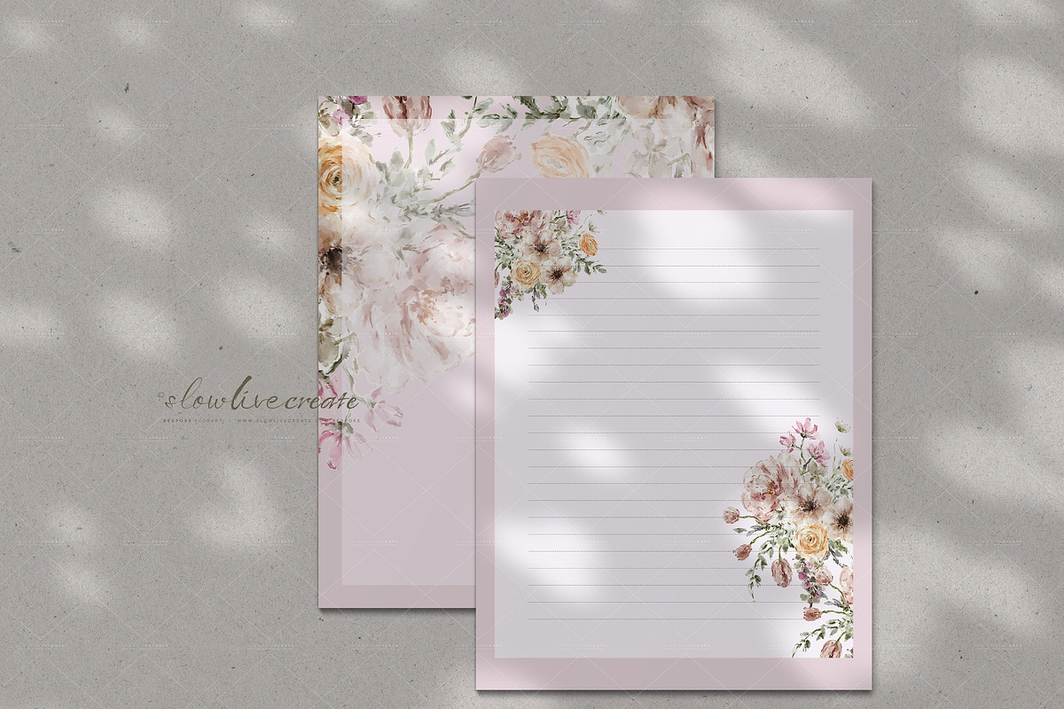 Floral Notepad Template | 33 Designs, a Stationery Template by slowlivecreate (Photo 15 of 15)