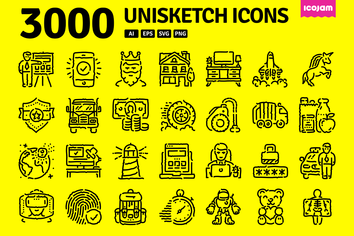 3000 Unisketch icons, an Outline Icon by Icojam store (Photo 1 of 12)