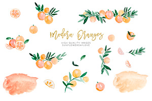 Orange Citrus Watercolor Clipart