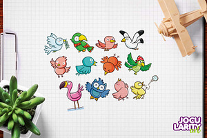 Cute Birds Cartoon Illustration