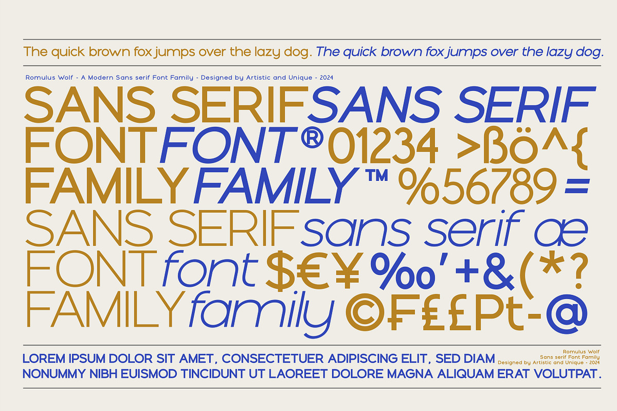 Romulus Wolf-Sans serif font family, a Sans Serif Font by Artistic & Unique (Photo 4 of 15)