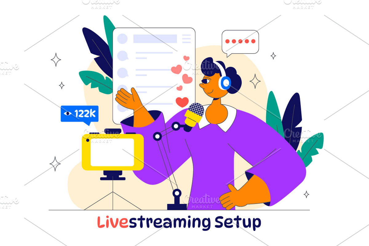 10 Live Streaming Setup Illustration, a Technology Illustration by denayunebgt (Photo 4 of 4)