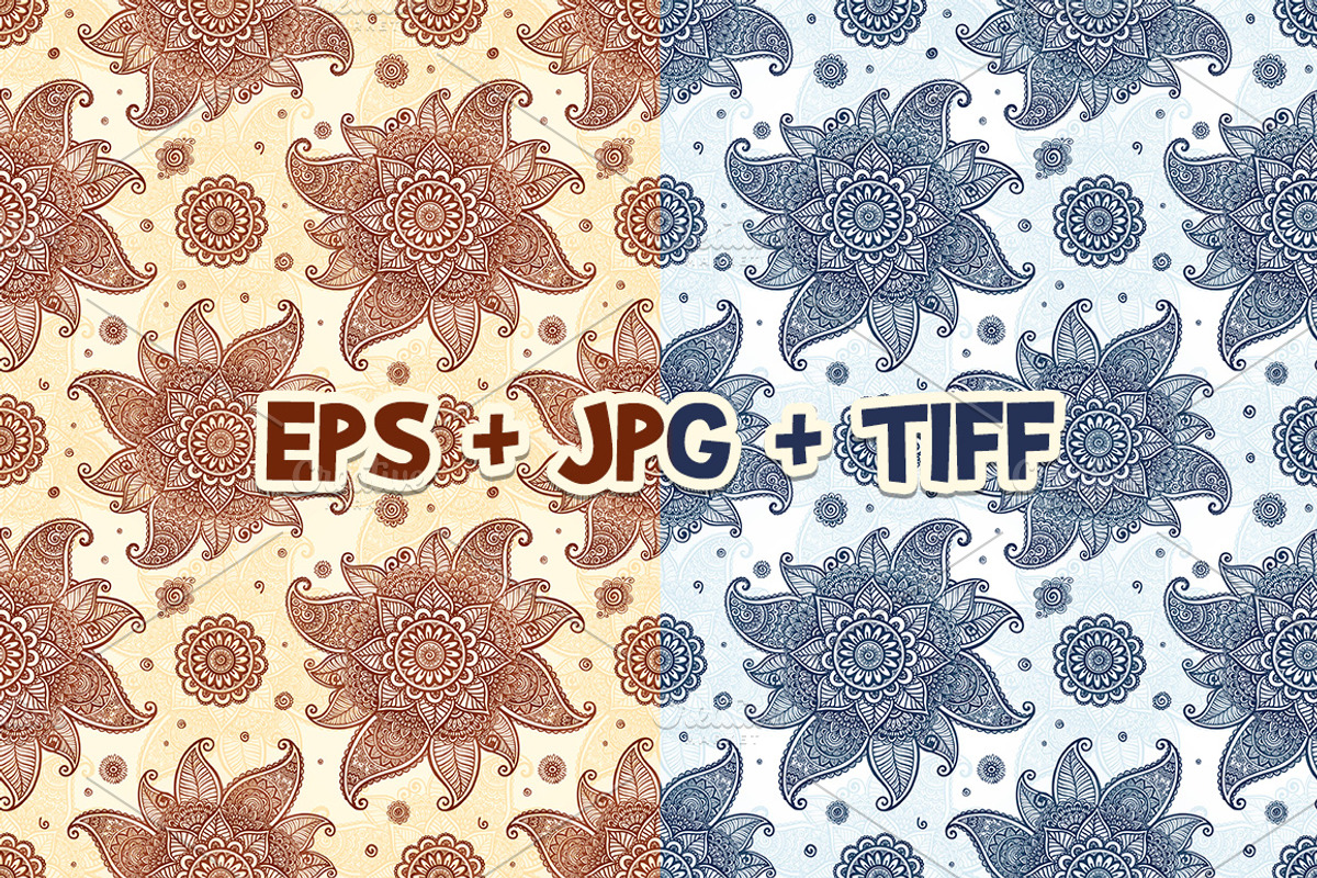 Mehndi style seamless patterns, a Pattern Graphic by Art of Sun (Photo 1 of 3)