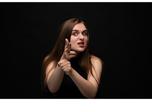 Young woman expressing anger and, a Person Photo by volodymyrshtun13795