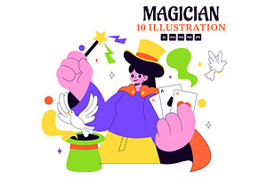 10 Magician Illustration, a Person Illustration by denayunebgt