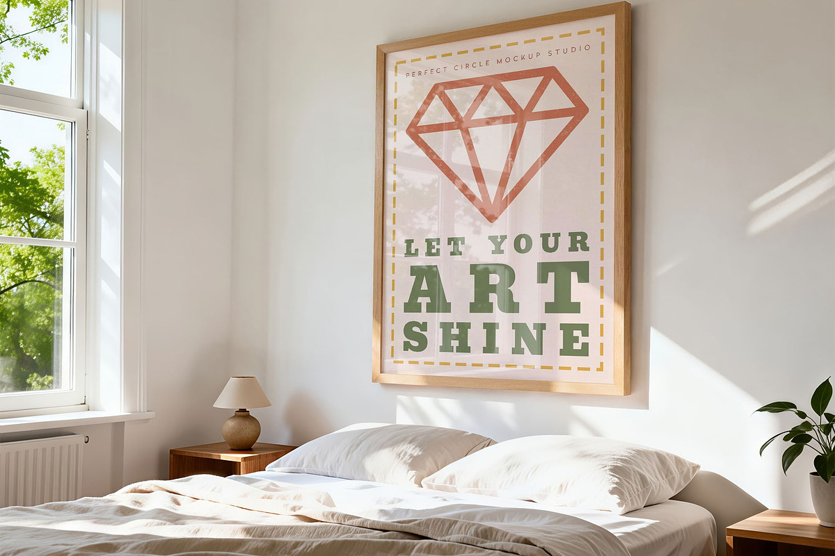 Bedroom ISO Poster Frame Mockup, a Mockup by DesignRocket (Photo 6 of 9)