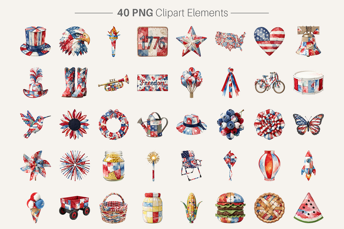 Patriotic Patchwork Sublimation, a Seasonal Illustration by Artnoy (Photo 2 of 18)