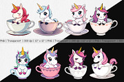Teacup Unicorn Clipart, a Graphic by Artnoy (Thumbnail 2 of 5)