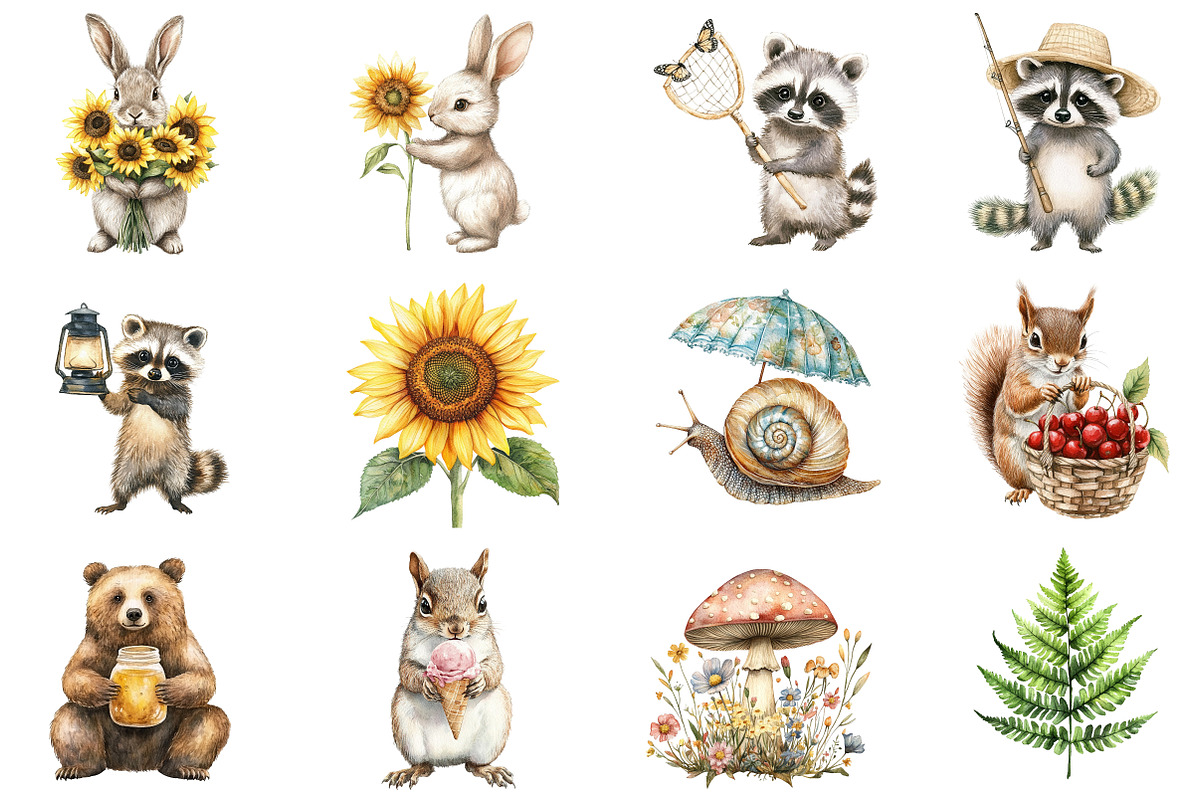 Watercolor Woodland Animals Clipart, an Illustration by CitraGraphics (Photo 2 of 5)
