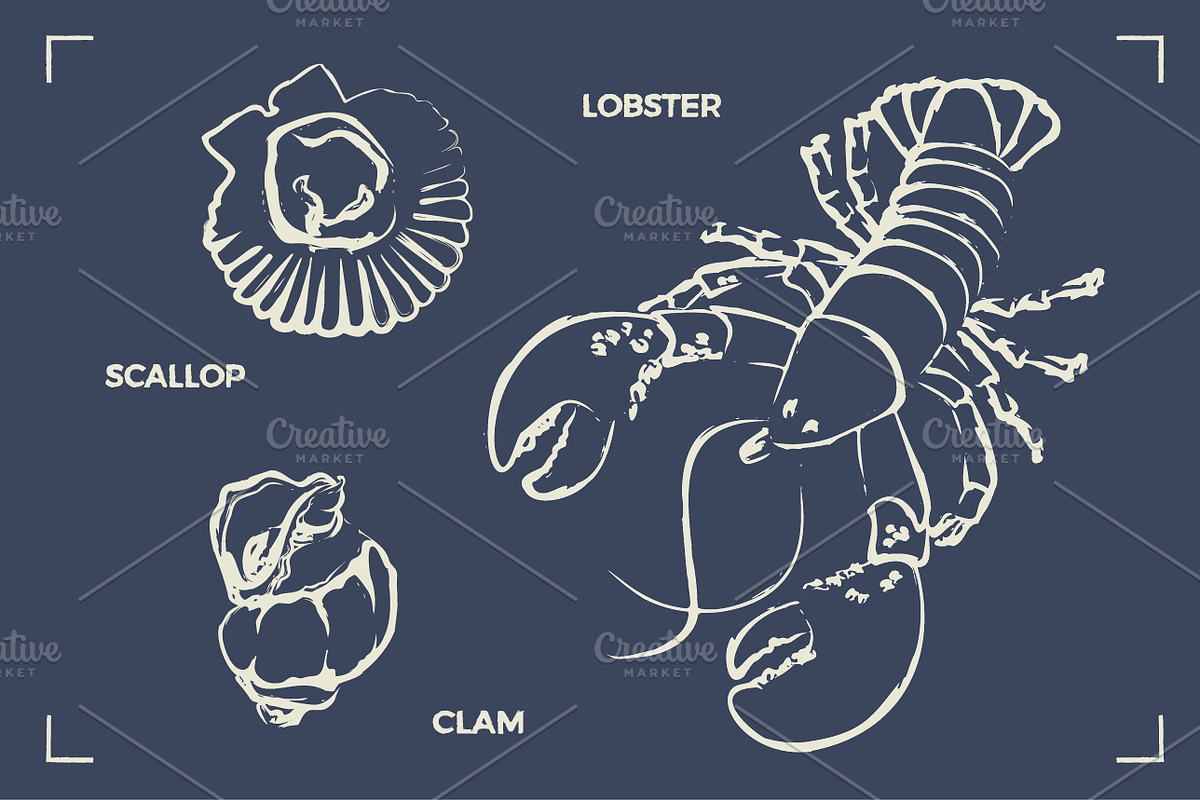 SEAFOOD (30+ illustrations), a Food Illustration by Bonfloret Studio (Photo 2 of 9)