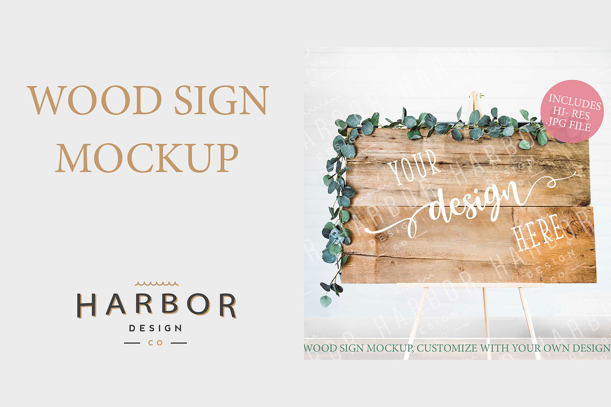 Wood Easel Wedding Sign Mock, a Print Template by Harbor Design Co (Photo 1 of 2)