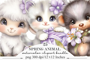 Whimsical Spring Animal Clipart, an Illustration by Designking