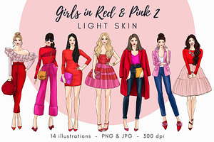 Girls In Red & Pink 2 - Light Skin