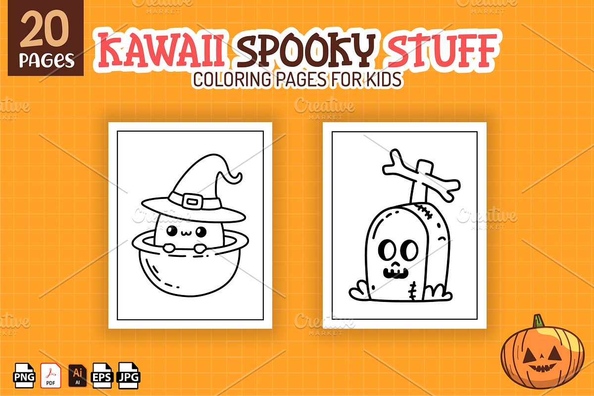 Cute Spooky Stuff Coloring Pages kid, an Object Illustration by Sultana177 (Photo 3 of 3)