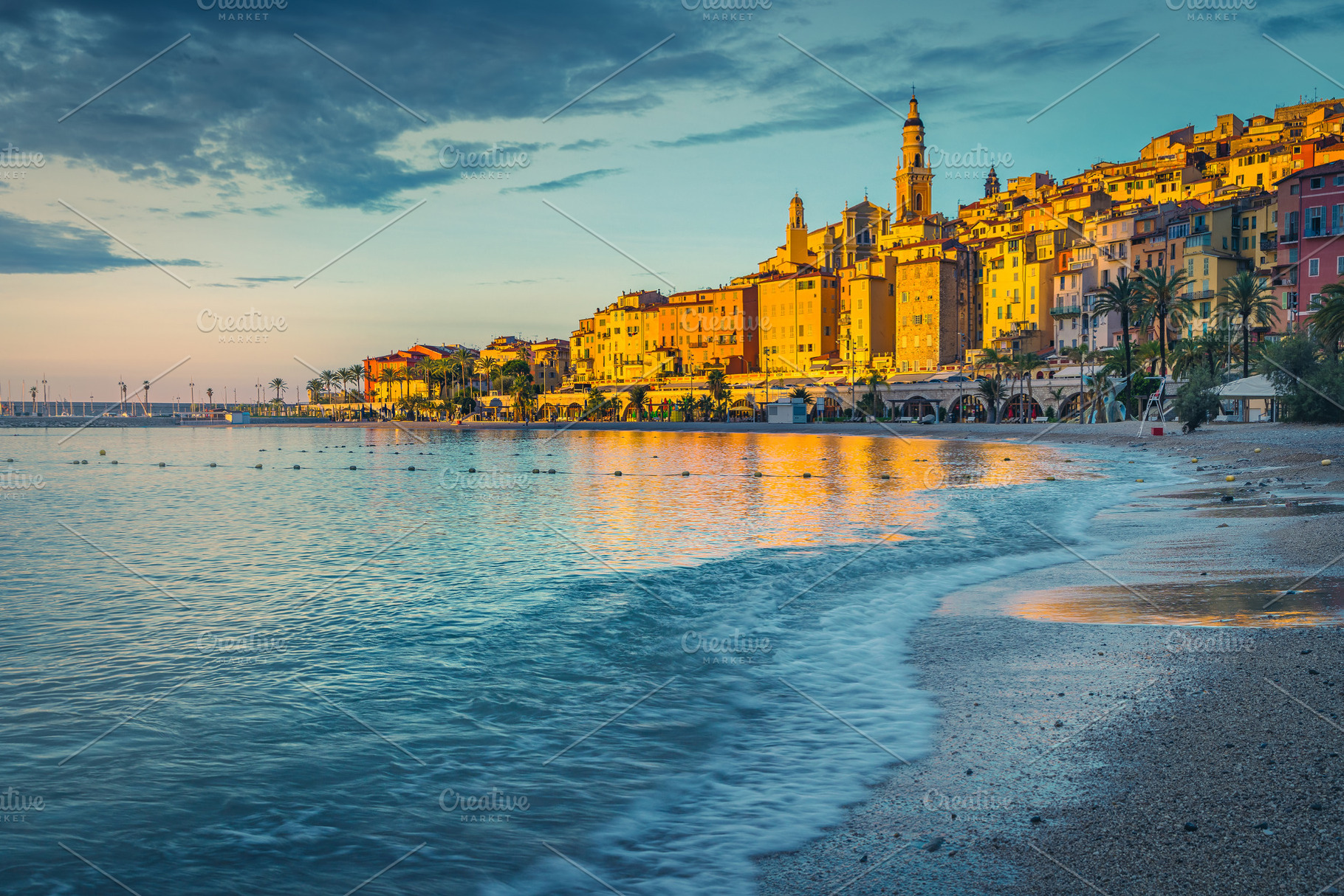 Seaside buildings at sunrise, an Architecture Photo by Alpine Dreams