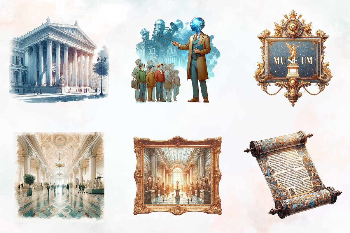 Museum Watercolor Cliparts, an Illustration by RobertsArt (Photo 5 of 9)
