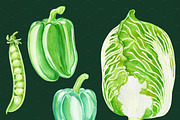 Green Watercolor Vegetables Set, a Food Illustration by Olexandra Mur (Thumbnail 8 of 9)