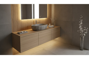 Modern bathroom vanity featuring a, a Nature Photo by Igor Tichonow