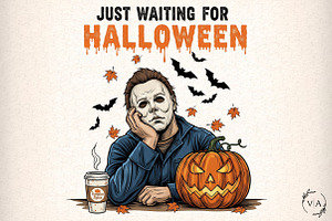 Just Waiting for Halloween PNG, an Illustration by Craft Nest