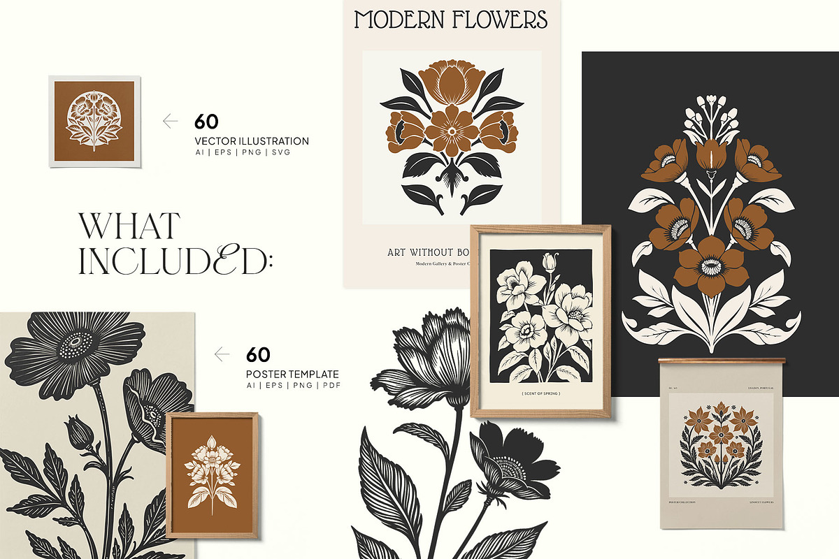Linocut Flowers #2 | Poster Builder, an Object Graphic by KetteCreate (Photo 4 of 13)