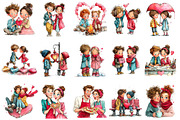 Whimsical Valentine Couple Clipart, an Illustration by OK Design (Thumbnail 3 of 6)
