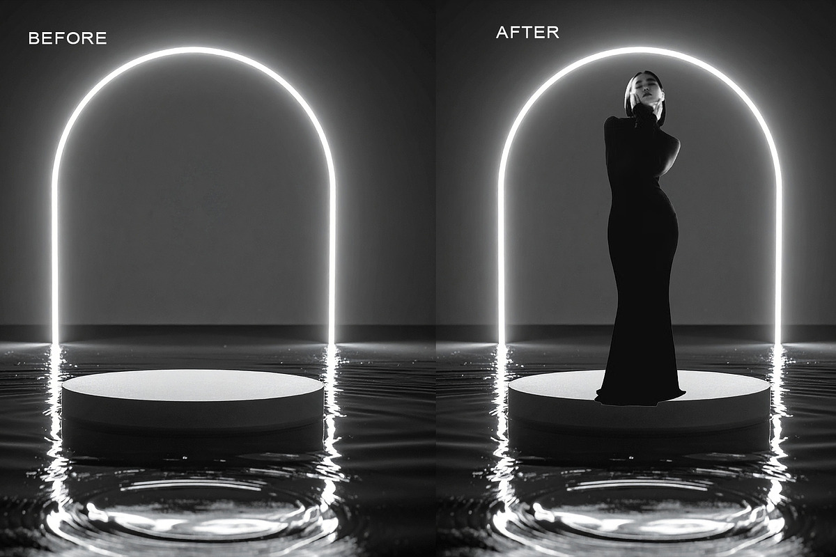 Black Water Podium Digital Backdrops, a Background Graphic by Chipshpow Graphics (Photo 3 of 10)