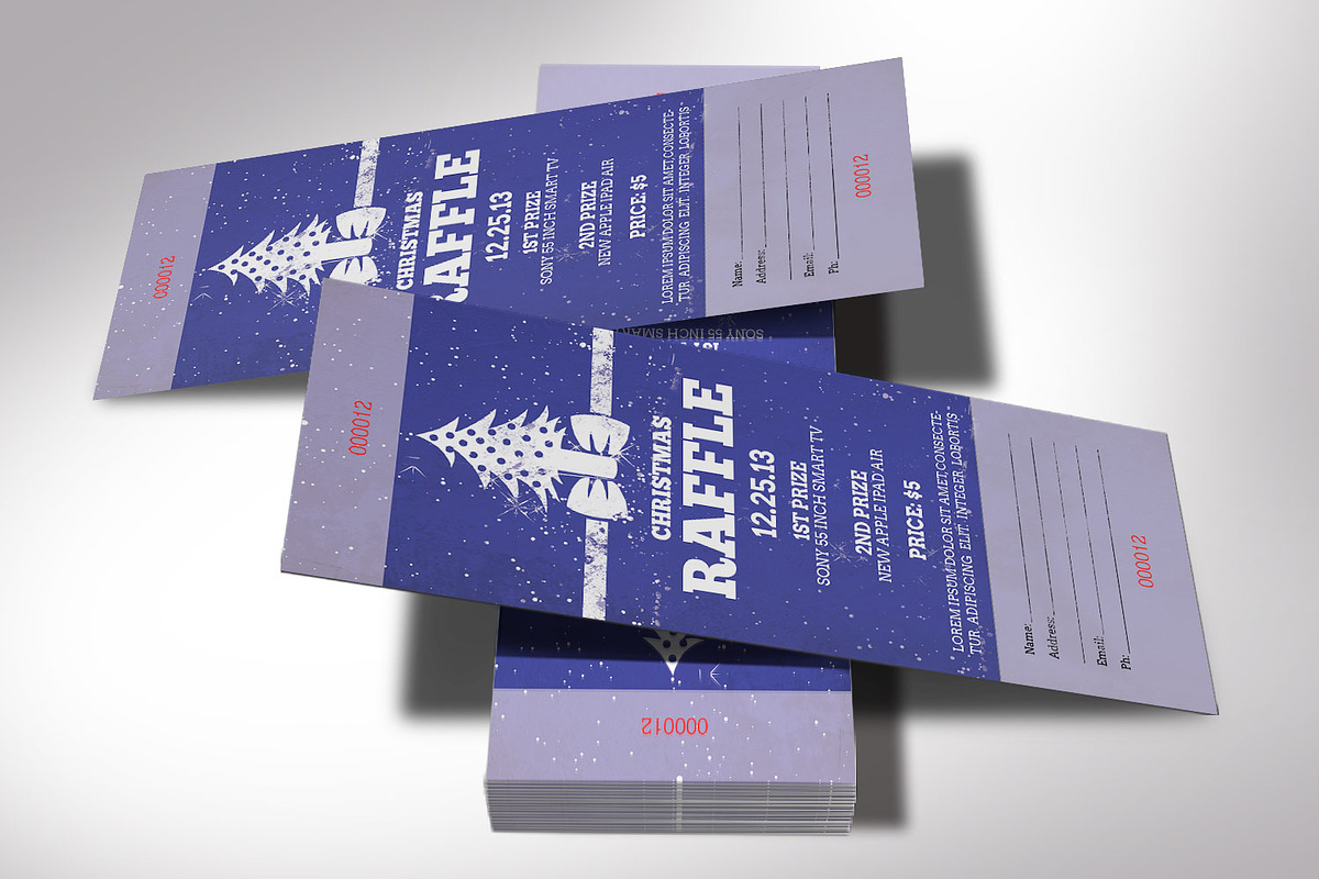 Christmas Raffle Ticket Template, a Card Template by Four C Graphic (Photo 1 of 8)