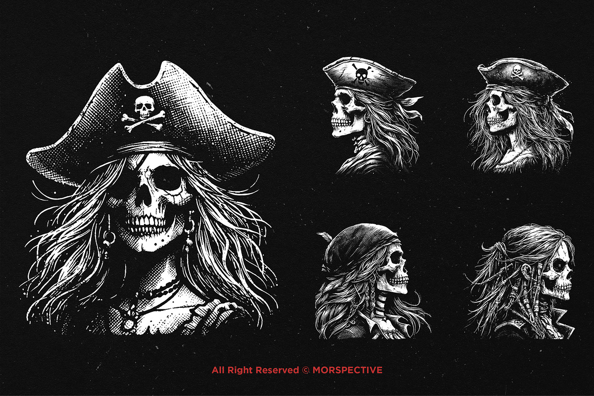 10 Bundle Dark Art Girls Pirates, an Illustration by Morspective (Photo 3 of 7)