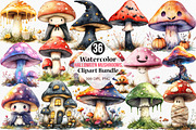 Halloween Mushrooms Clipart, an Illustration by Canvas Craft (Thumbnail 1 of 8)