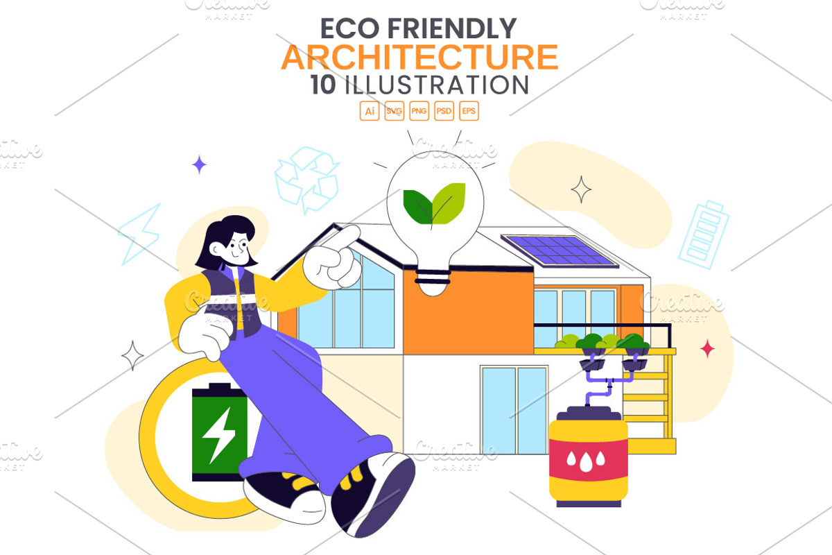 10 Eco Friendly Architecture, a Technology Illustration by denayunebgt (Photo 1 of 4)