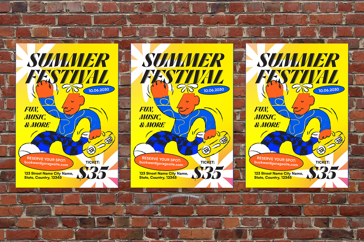 Yellow Summer Festival Flyer Set, a Flyer Template by Aiyari Graphic (Photo 3 of 3)