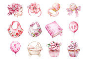 Watercolor Pink Baby Shower Clipart, a Graphic by CitraGraphics (Thumbnail 3 of 4)