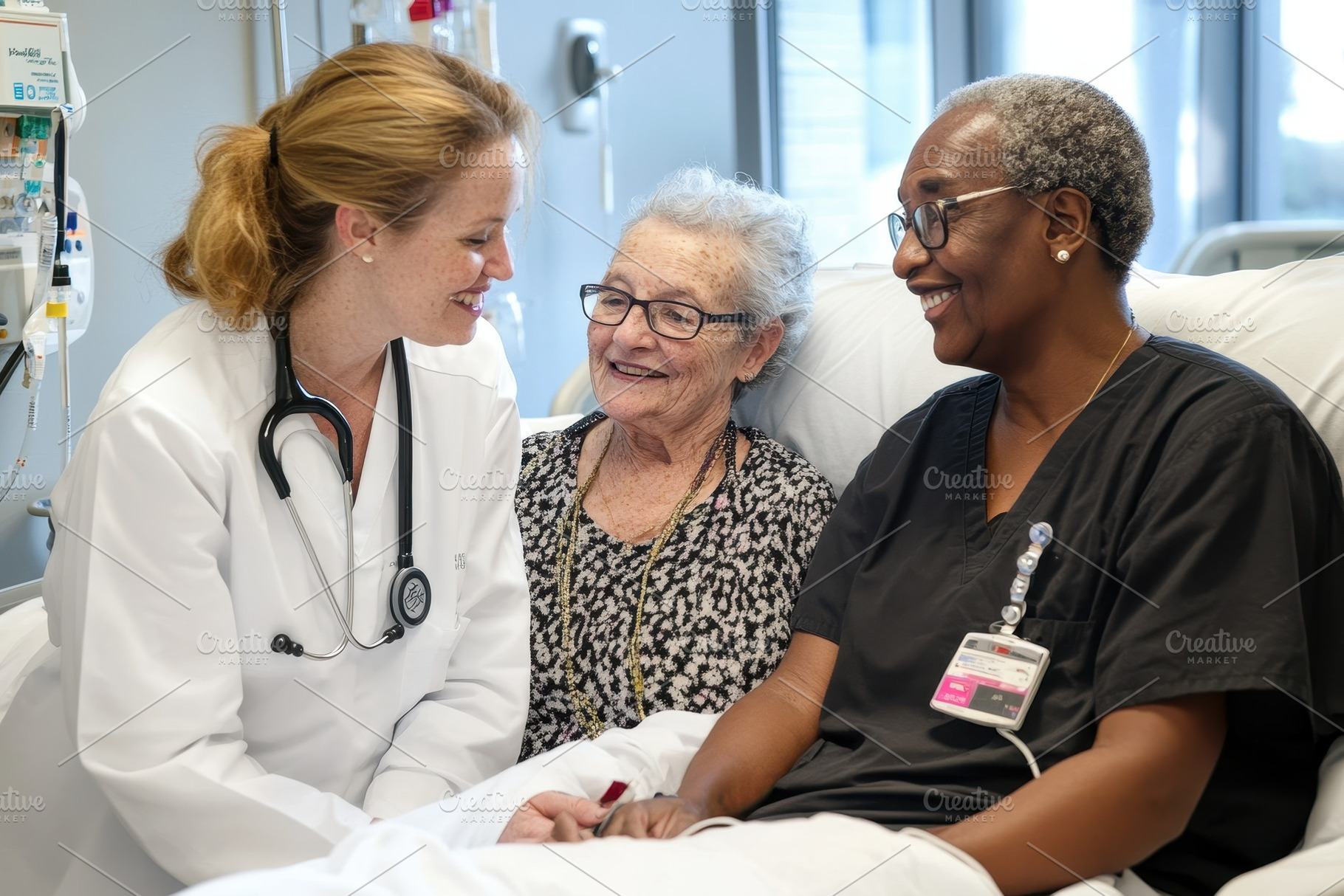 Staff member consults with patient a, a Photo by Iftikhar Alam