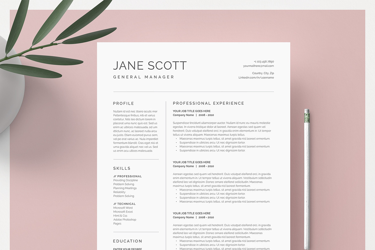 Word Resume & Cover Letter Template, a Resume Template by DemeDesign (Photo 1 of 6)