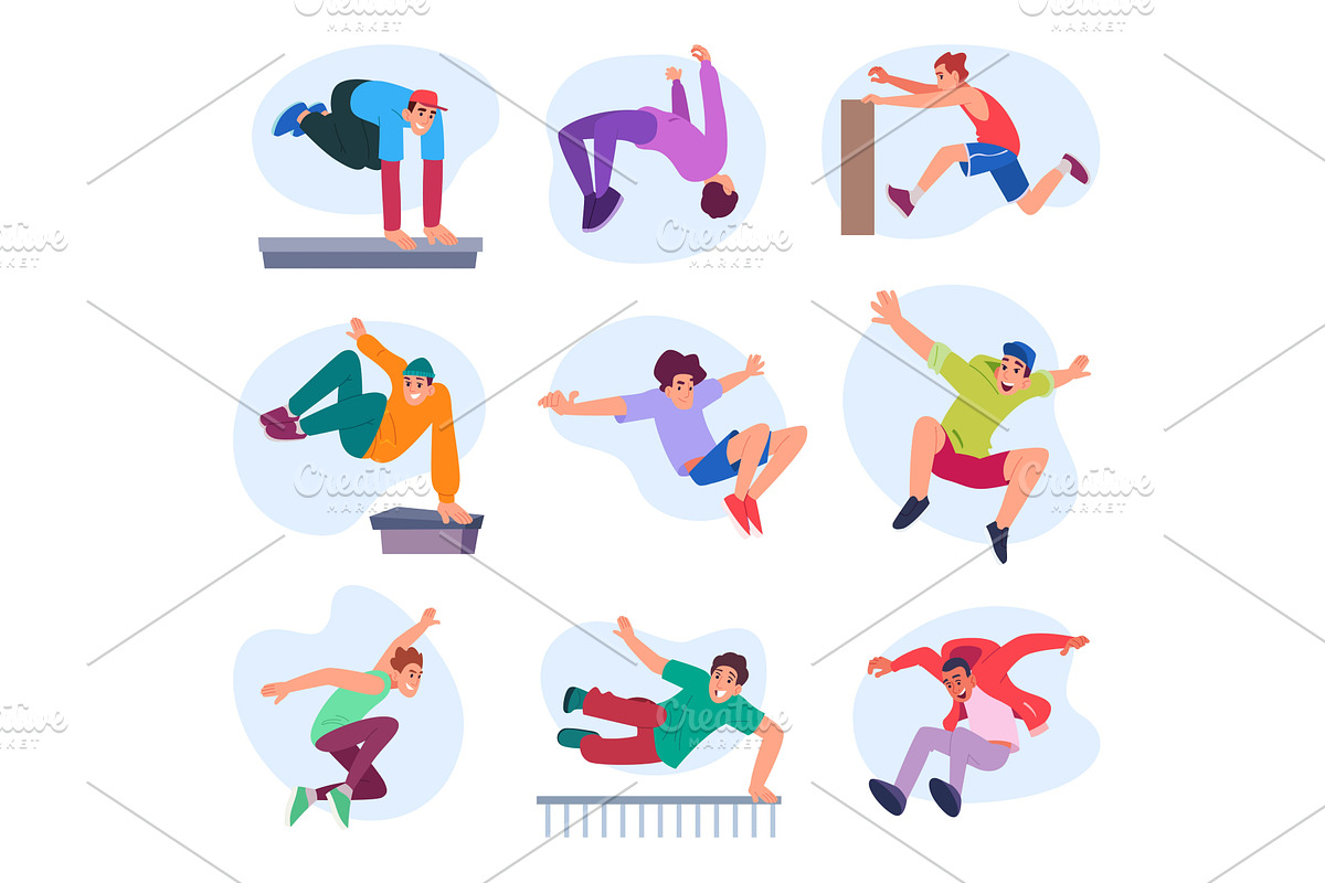 Parkour. Outdoor extreme sport, a Sport Illustration by Onyx