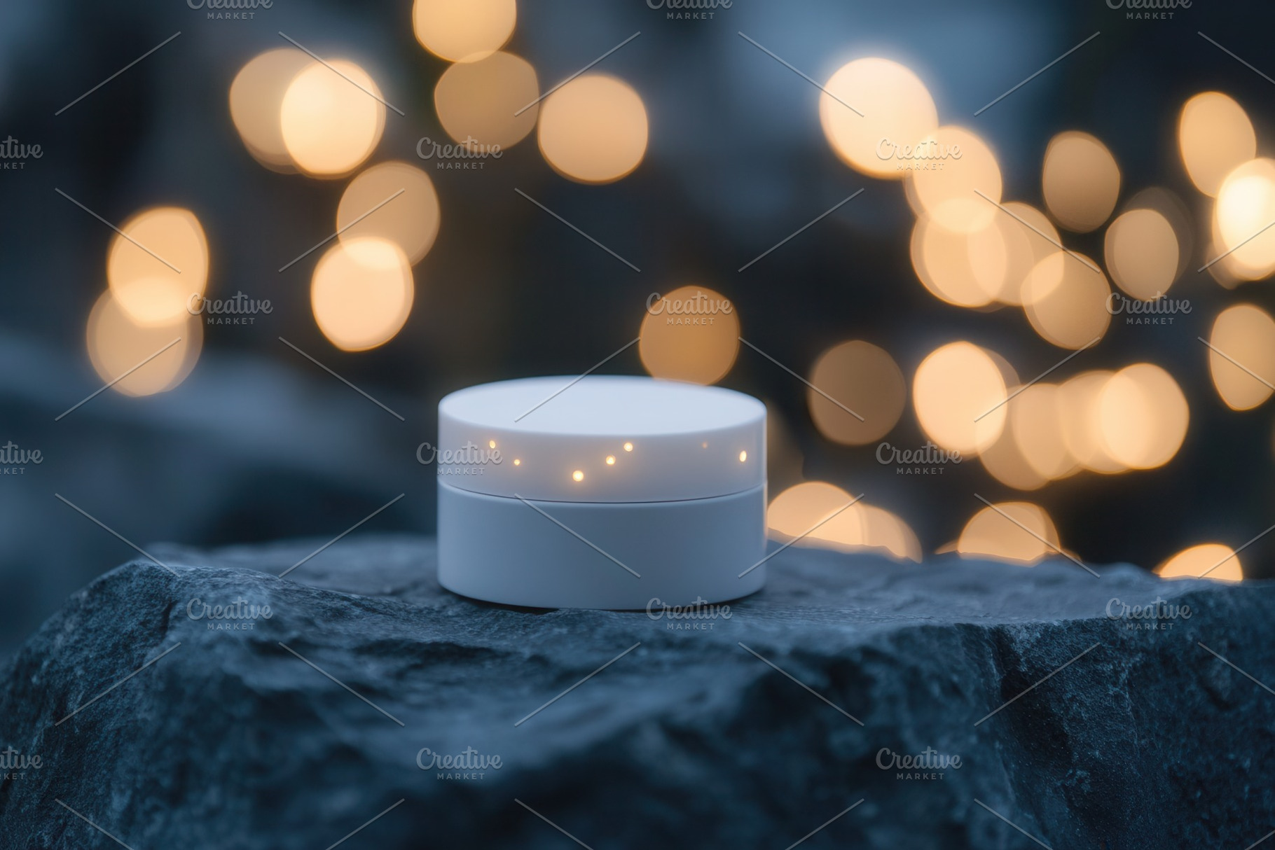 White cosmetic jar placed on a dark, a Photo by Pavel_design