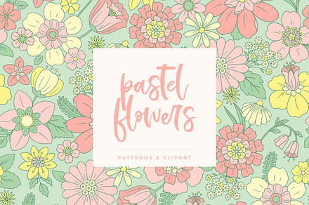 Pastel Flowers, Patterns & Clipart, a Pattern Graphic by Inna Moreva