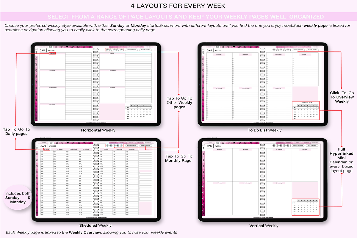 Digital Planner 2025 2026 & Undated, a Templates & Theme by Plamarplanners (Photo 4 of 11)