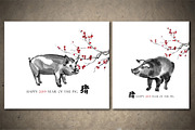 Pigs Sumi-e, an Animal Illustration by StabuLaRasa illustration (Thumbnail 9 of 17)