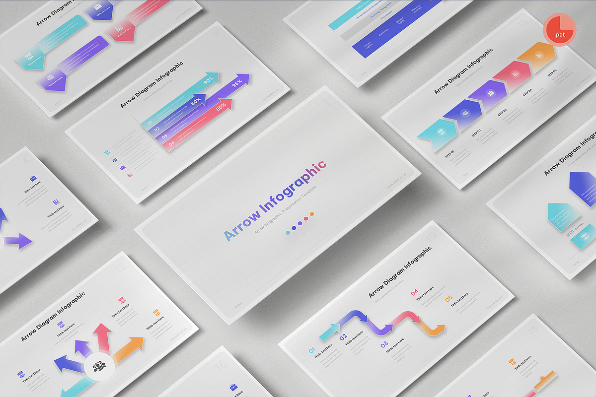 Arrow Infographic PowerPoint, a Presentation Template by Pixslides (Photo 1 of 5)