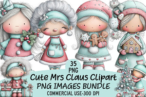 Cute Mrs Claus Clipart, an Illustration by Craft Nest
