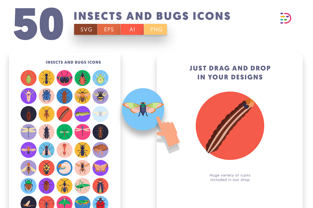 50 Insects and Bugs Icons, an Outline Icon by Dighital (Photo 5 of 10)