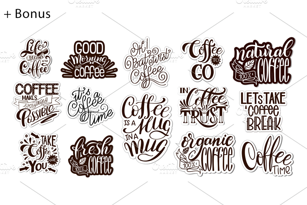 Coffee Quotes Lettering Set, a Decorative Illustration by Kandella's Art (Photo 9 of 9)