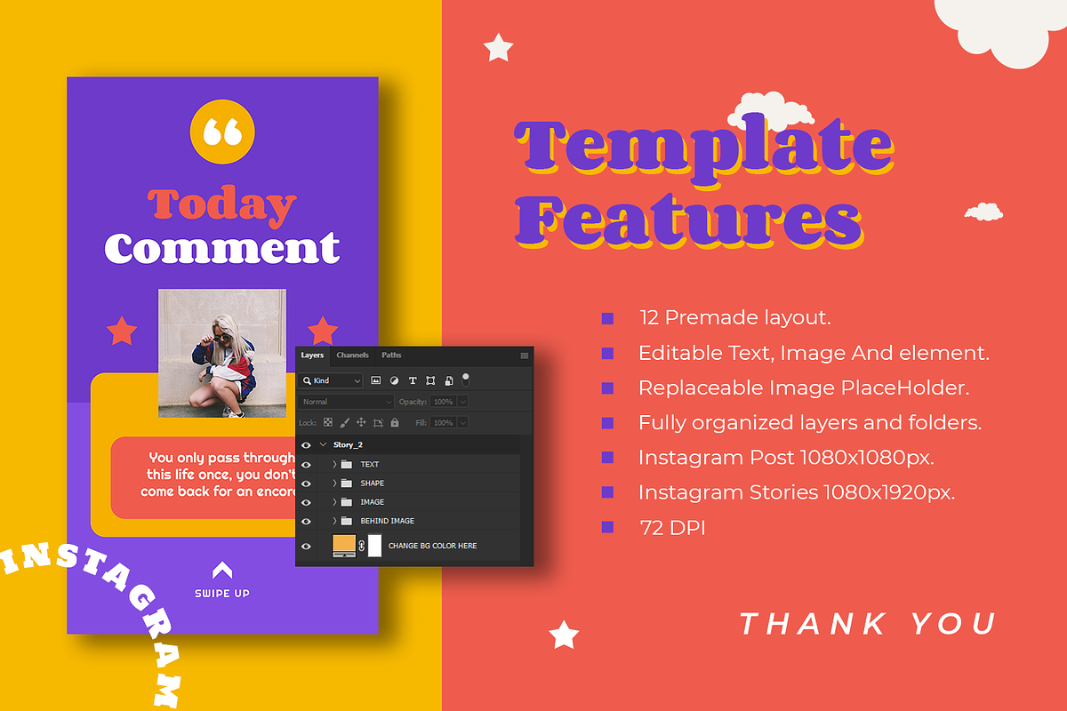 Justinea Instagram Template, a Social Media Template by Creatchees.std (Photo 5 of 5)