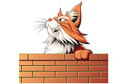 Fierce Fluffy Cat on Brick Wall SVG, an Animal Illustration by Ghagra (Thumbnail 2 of 3)