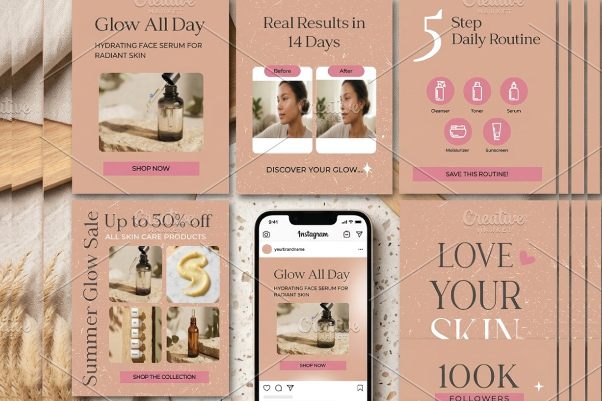Aesthetic Skincare Social Media Kit, a Social Media Template by FusionadCreates (Photo 4 of 7)